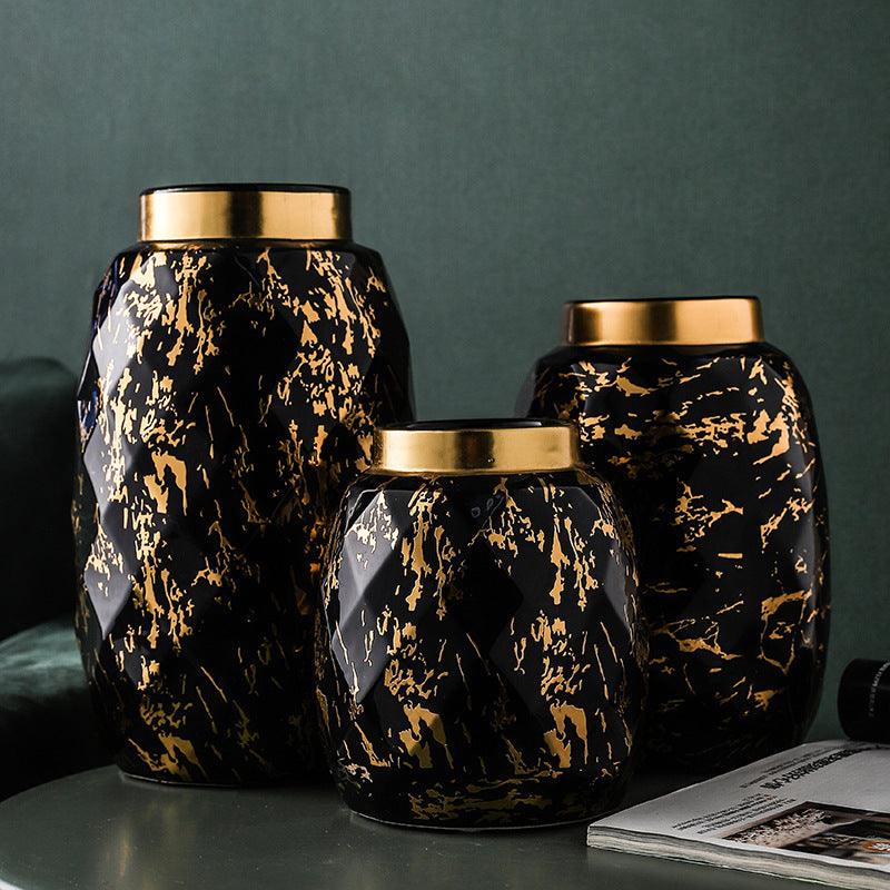 Simple And Modern Gold-painted Light Luxury Living Room Ceramic Vase - Pacisia