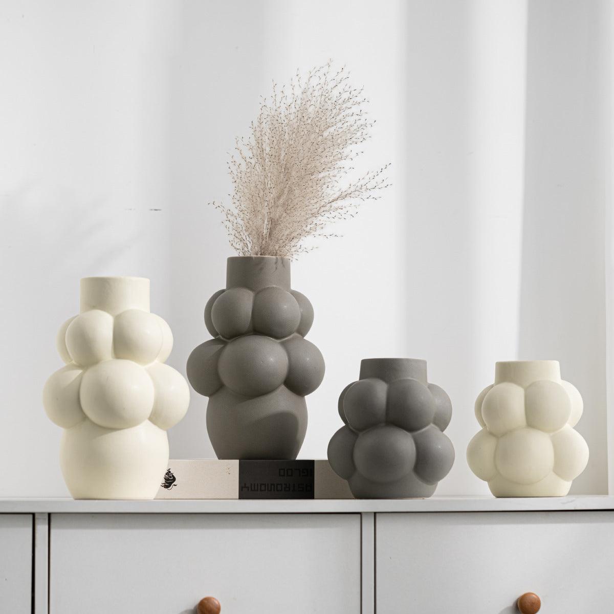 Simple Modern Bubble Ball Ceramic Vase Special-shaped Flower Container High-grade Indoor Soft Decoration - Pacisia