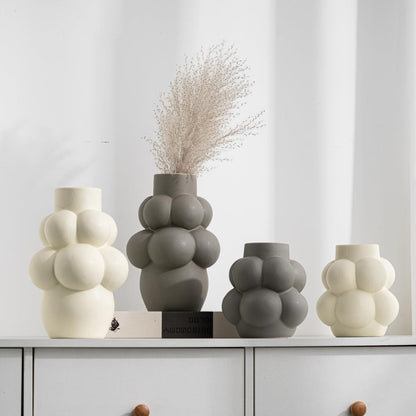 Simple Modern Bubble Ball Ceramic Vase Special-shaped Flower Container High-grade Indoor Soft Decoration - Pacisia
