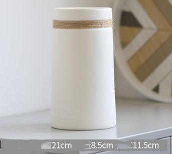 Simple Modern Creative White Hemp Rope Ceramic Flower Arrangement Vase Decoration - Pacisia