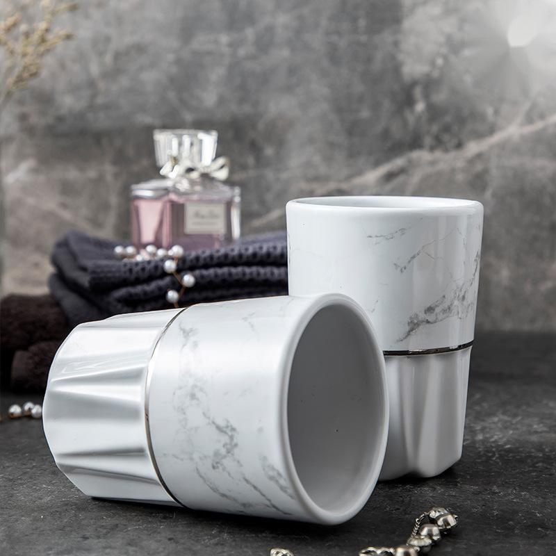 Simple Style Marble Ceramic Bathroom Set - Pacisia