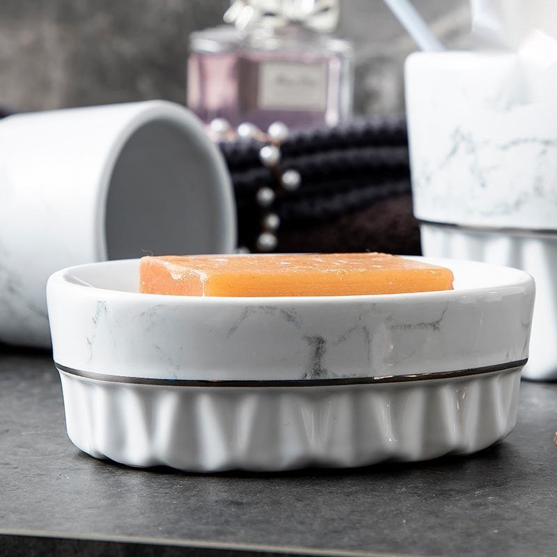 Simple Style Marble Ceramic Bathroom Set - Pacisia