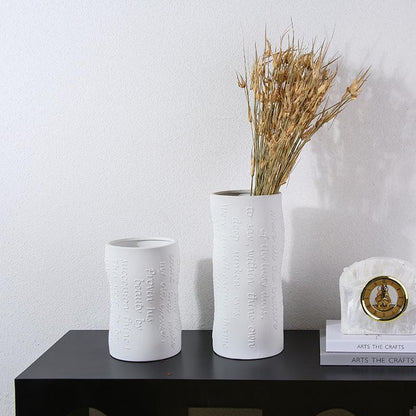 Simple White Ceramic Vase Living Room Creative Flower Arrangement Ornaments - Pacisia