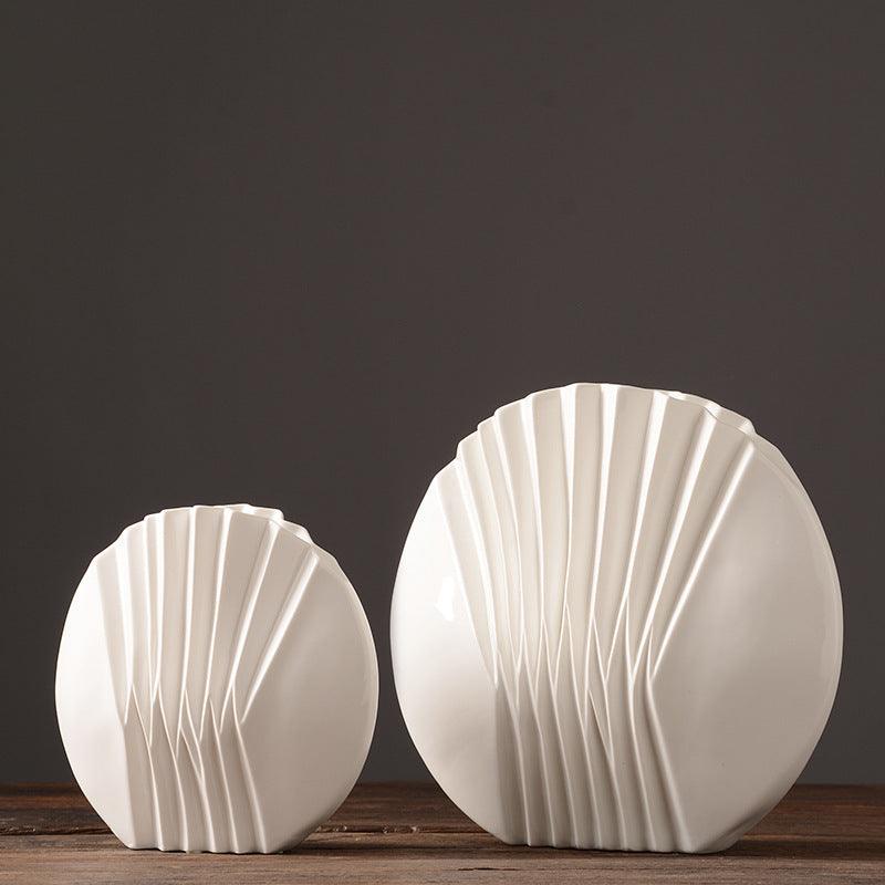 Simple White Shell Ceramic Vase Decoration - Pacisia