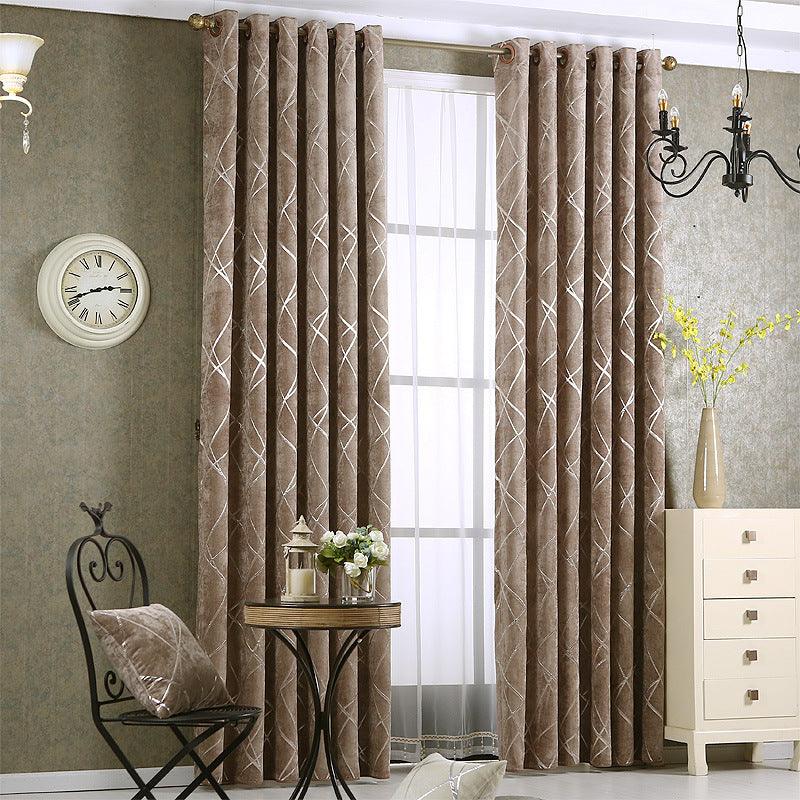 Solid Color Simple Modern Light Luxury Living Room Chenille Blackout Curtains - Pacisia