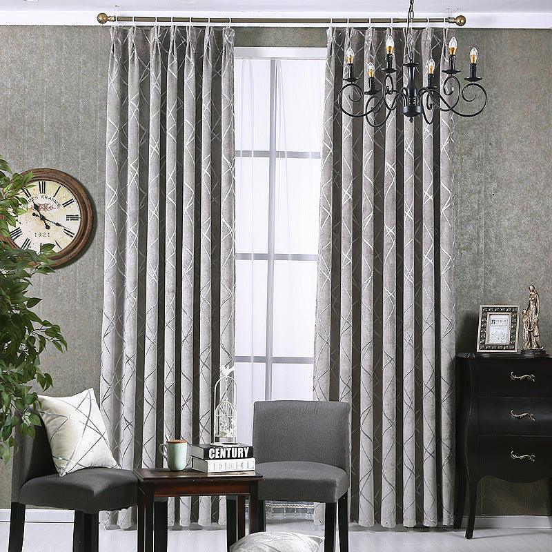 Solid Color Simple Modern Light Luxury Living Room Chenille Blackout Curtains - Pacisia