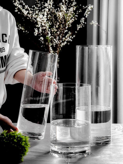 Straight Vase Glass Transparent Large Flower Arrangement Water - Pacisia