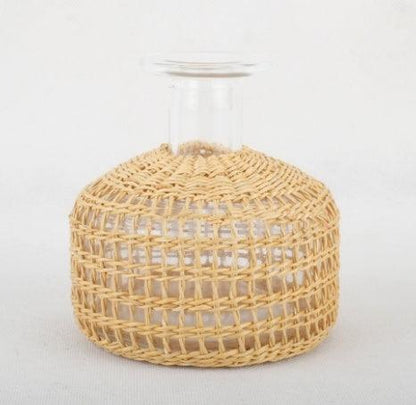 Straw Dried Flower Fragrance Japanese Woven Glass Vase - Pacisia