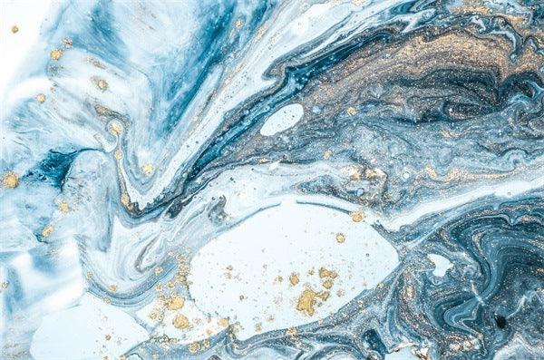 Trendy Nordic Abstract Blue Sea Water Marbled Carpet - Pacisia