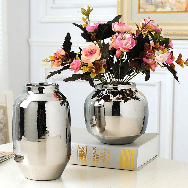 TV cabinet wine cabinet vase silver flower flower arrangement - Pacisia