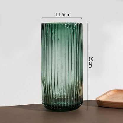 U Series Column Glass Vase Vertical Stripes Simple - Pacisia