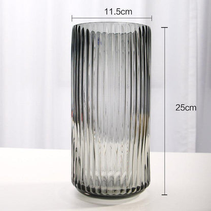 U Series Column Glass Vase Vertical Stripes Simple - Pacisia
