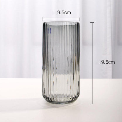 U Series Column Glass Vase Vertical Stripes Simple - Pacisia
