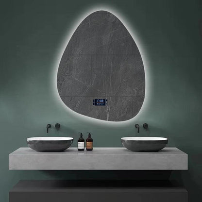 Upright Irregular Bathroom Mirror Smart 3 Color Adjustable LED Multifunction LIght With Bluetooth Speaker For Hotel Cloakroom - Pacisia