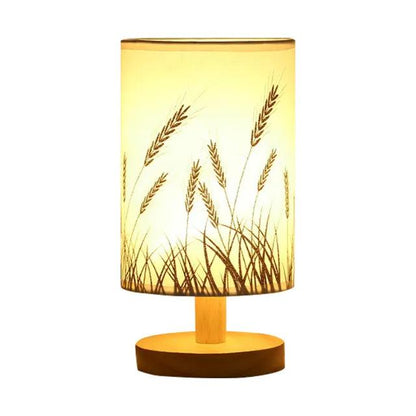 USB Bedside Lamp Night Lights Table Lamp For Bedroom Wooden Desk Lamp Bedside Night Light with Cylinder Lamp Shade Home Decor - Pacisia