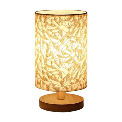 USB Bedside Lamp Night Lights Table Lamp For Bedroom Wooden Desk Lamp Bedside Night Light with Cylinder Lamp Shade Home Decor - Pacisia