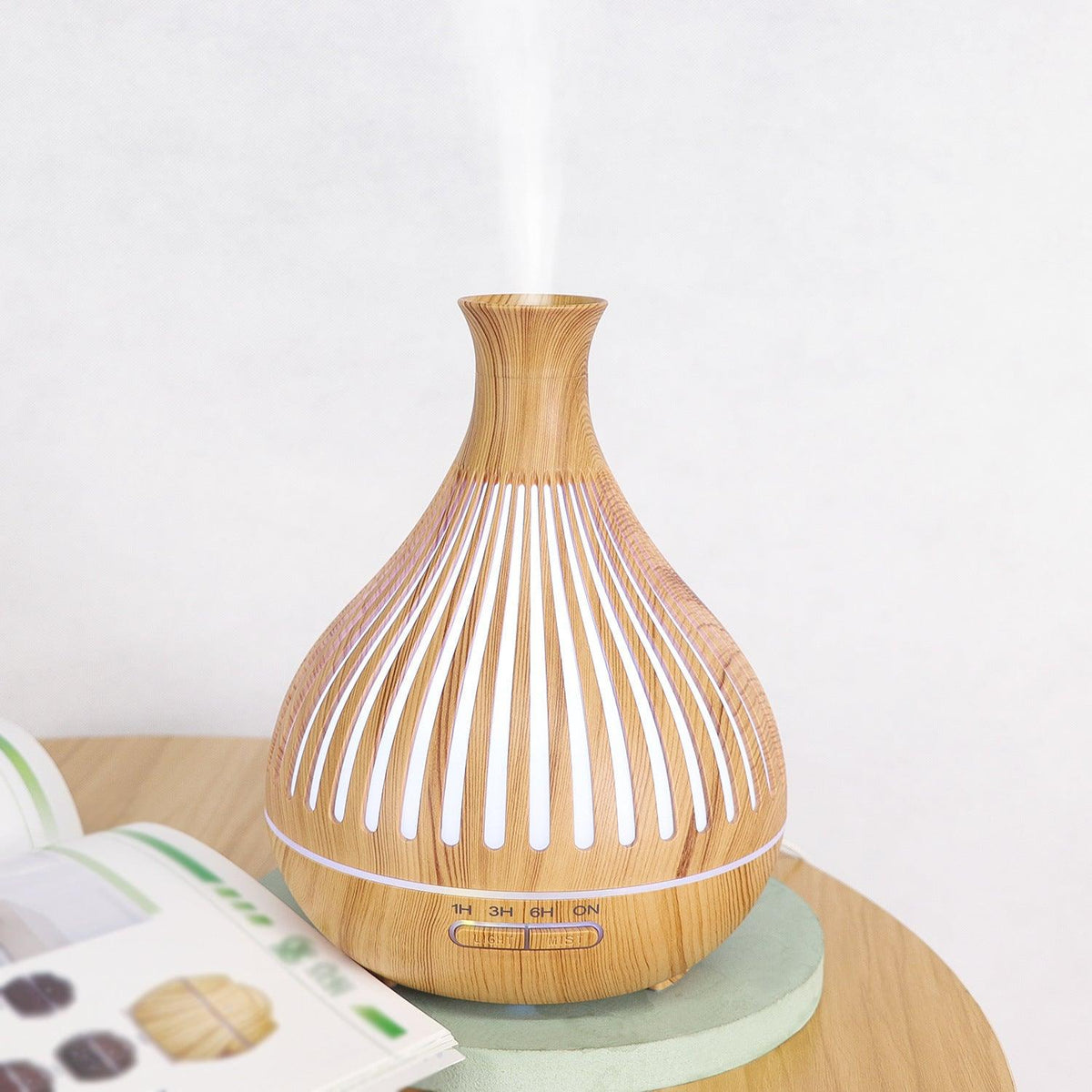 Vase Wood Grain Humidifier 400ml Vertical Silver - Pacisia