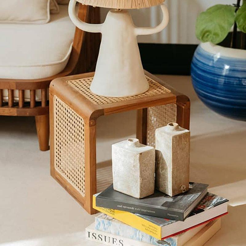 Vine Woven Japanese Square Solid Wood Coffee Table - Pacisia