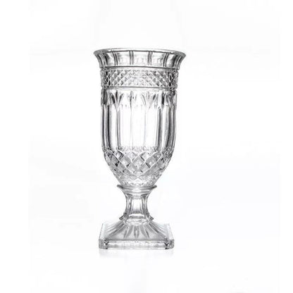 Vintage Embossed Light Luxury Crystal French Transparent Glass Tall Vase - Pacisia