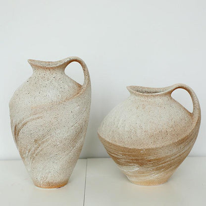 Wabi-sabi Style Stoneware Bottle Handmade Homestay Ceramic Vase - Pacisia