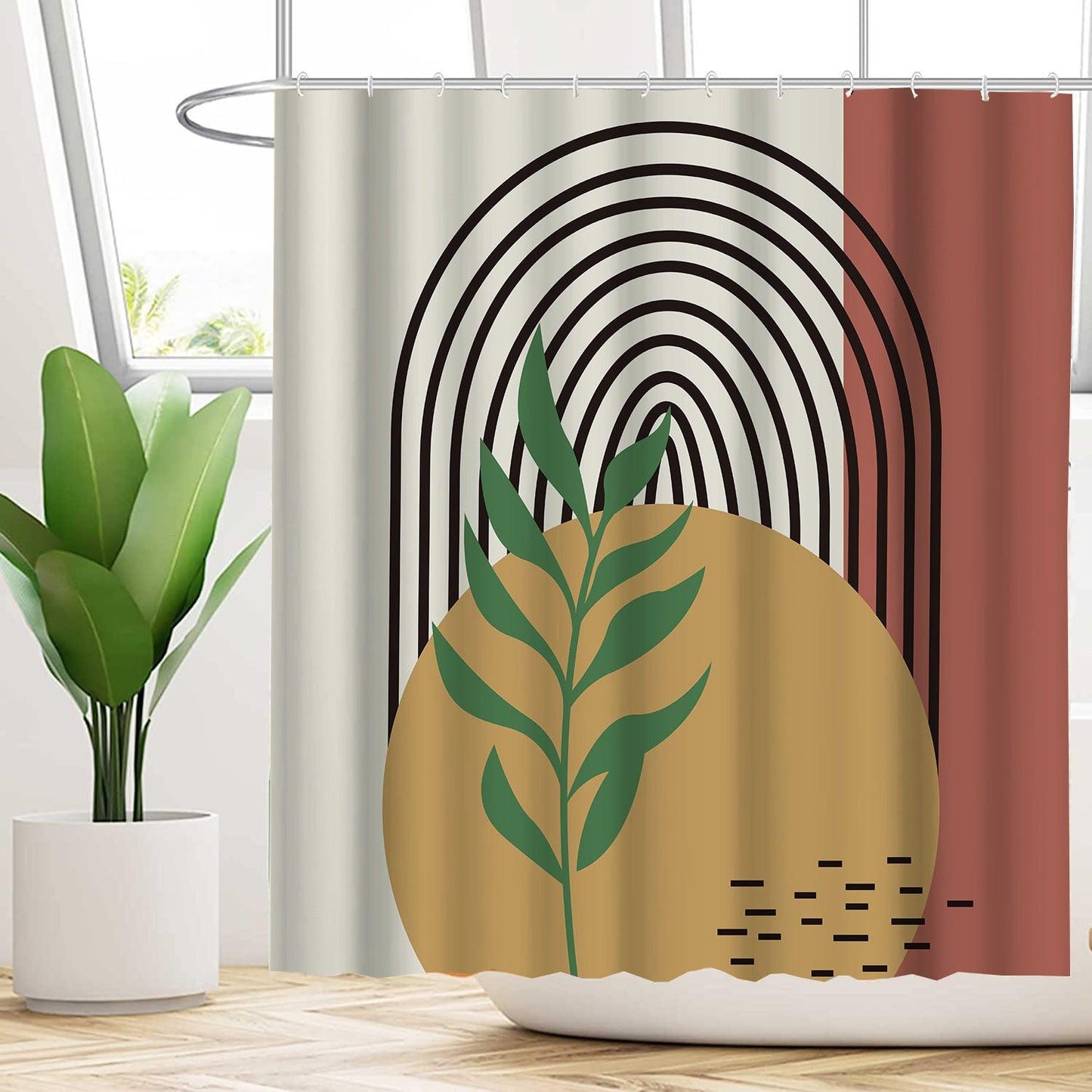 Water-proof And Mildew-proof Shower Curtain With Plant Flowers - Pacisia