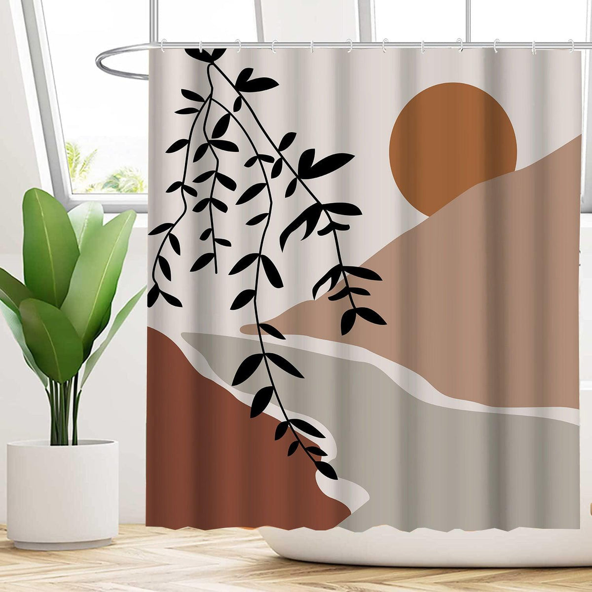 Water-proof And Mildew-proof Shower Curtain With Plant Flowers - Pacisia