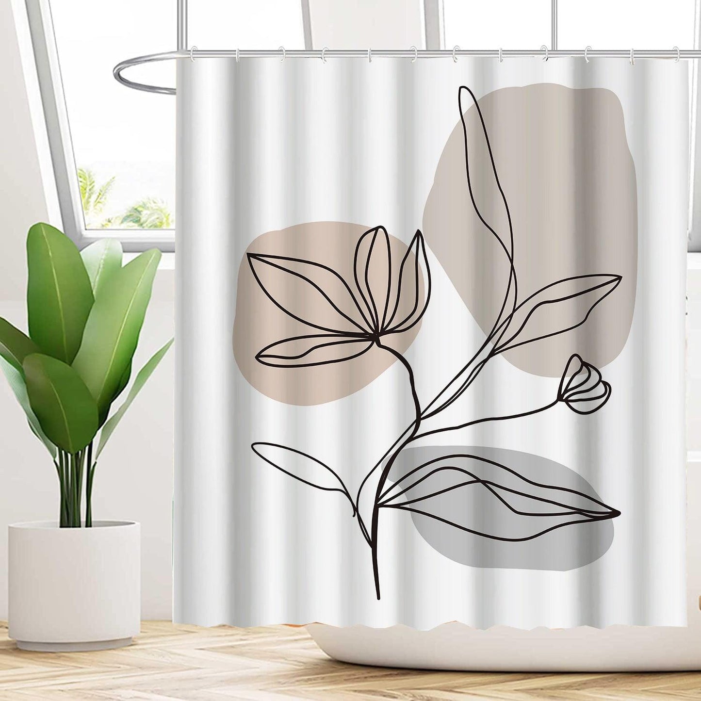 Water-proof And Mildew-proof Shower Curtain With Plant Flowers - Pacisia