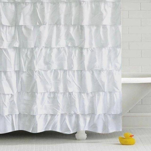 Waterproof Corrugated Edge Shower Curtain Ruffle Bathroom - Pacisia