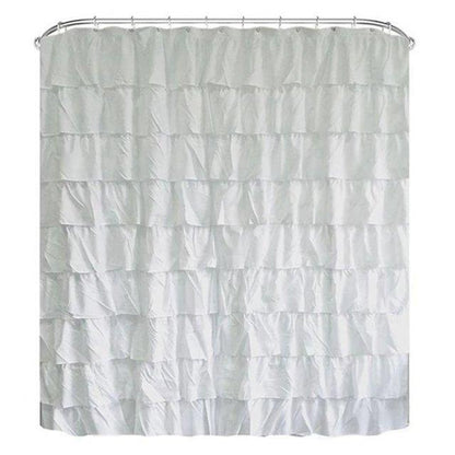 Waterproof Corrugated Edge Shower Curtain Ruffle Bathroom - Pacisia