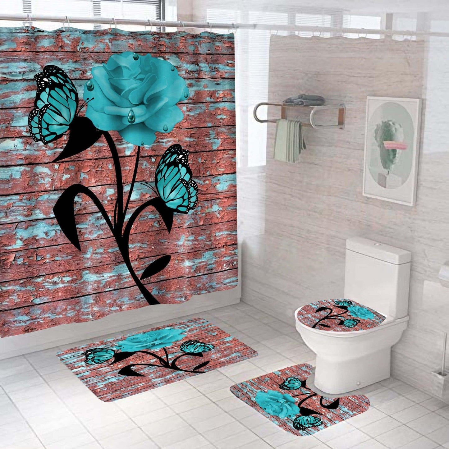 Waterproof Polyester Bathroom Shower Curtain Set - Pacisia