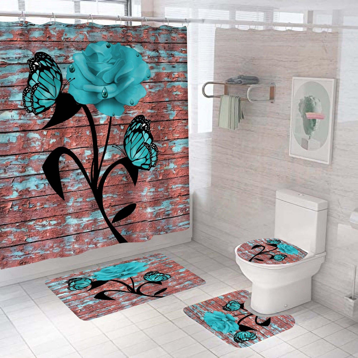 Waterproof Polyester Bathroom Shower Curtain Set - Pacisia