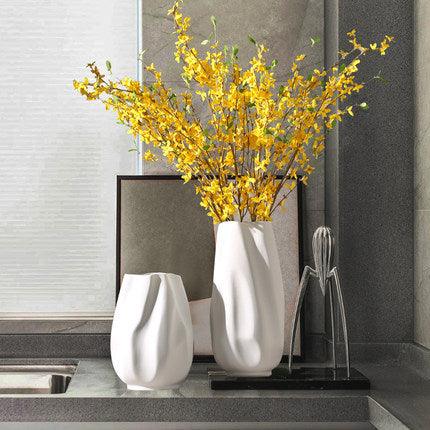 White Ceramic Vase Decoration Living Room Porch Dried Flower Flower Arrangement Model Room - Pacisia