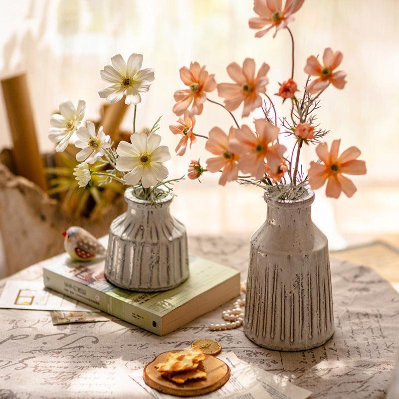 White Ceramic Vase Living Room Flower Arrangement Vintage - Pacisia