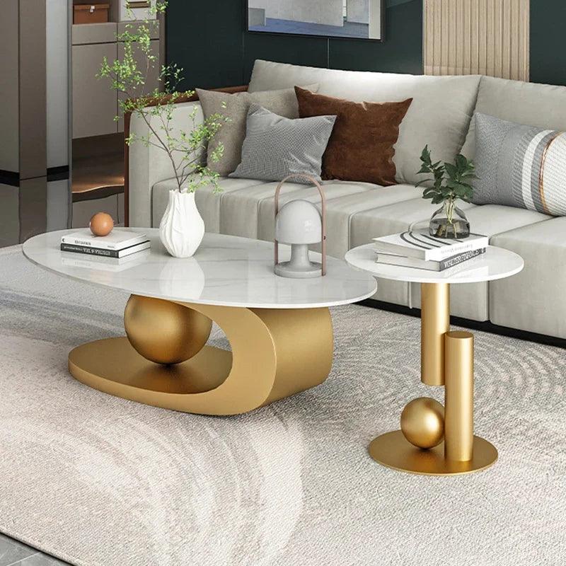White Marble Center Table Modern Luxury High Vanity Elegant Minimalist Coffee Table Funky Tavolino Da Salotto Home Furnitures - Pacisia