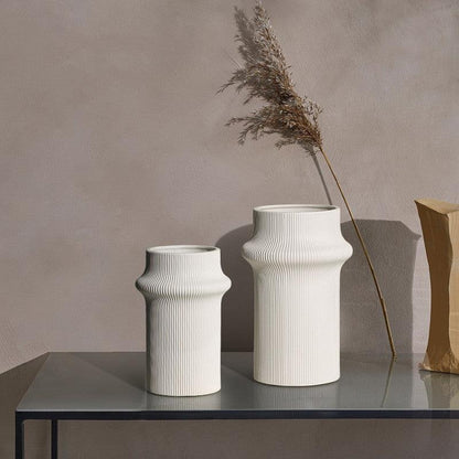 White Modern Simple Bamboo Ceramic Vase Ornaments - Pacisia