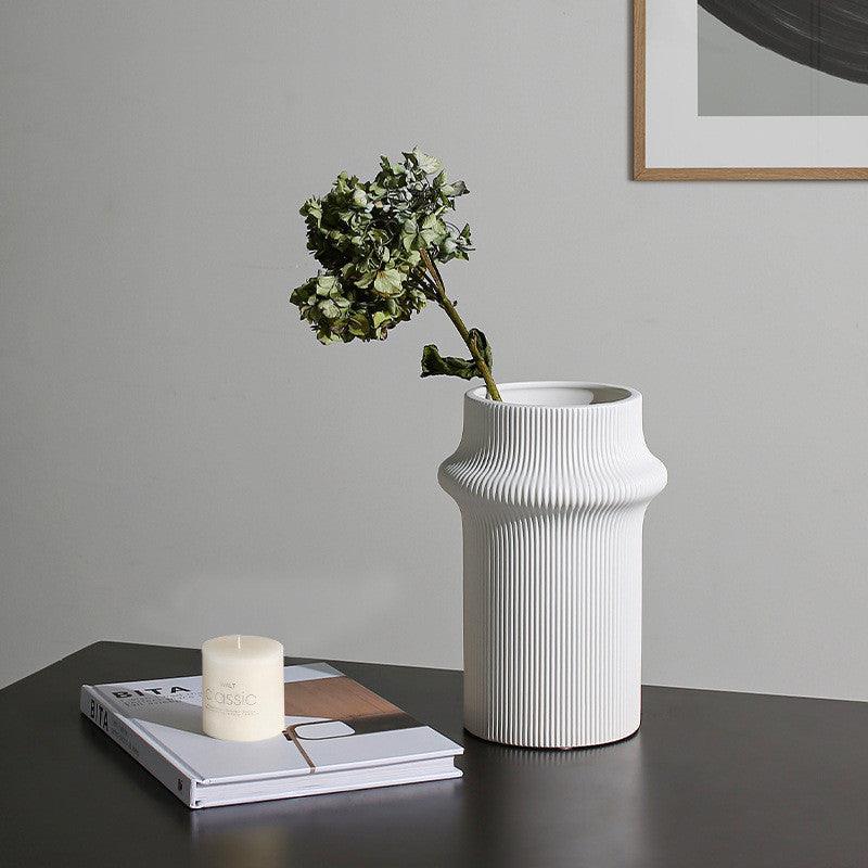 White Modern Simple Bamboo Ceramic Vase Ornaments - Pacisia