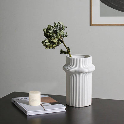 White Modern Simple Bamboo Ceramic Vase Ornaments - Pacisia