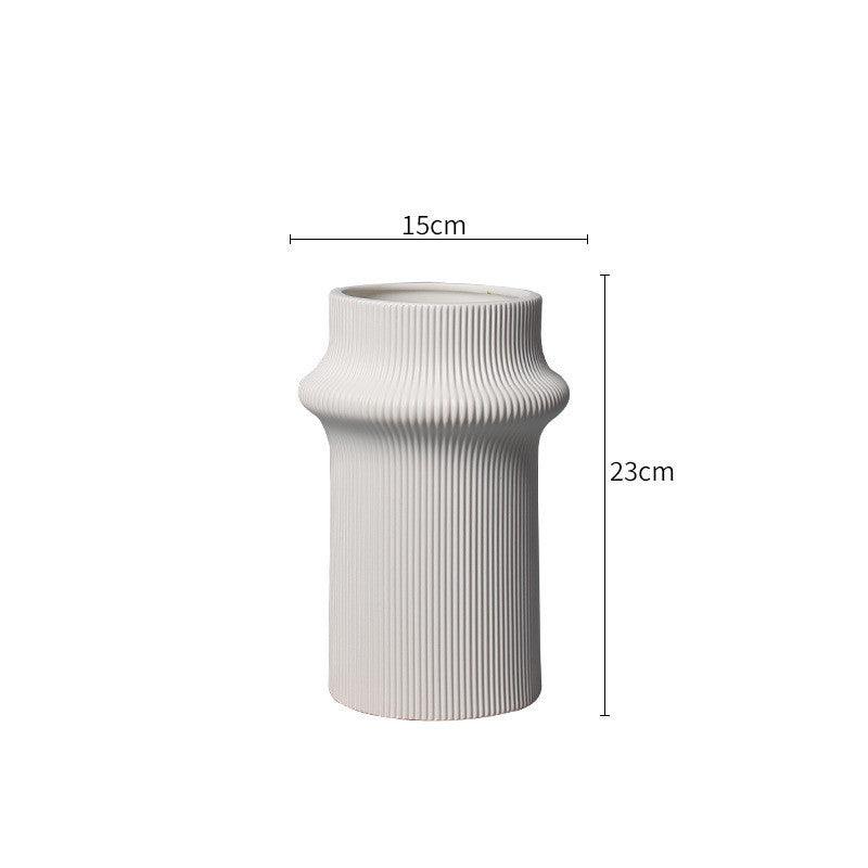 White Modern Simple Bamboo Ceramic Vase Ornaments - Pacisia