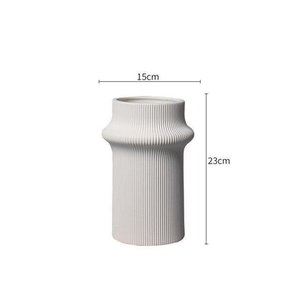 White Modern Simple Bamboo Ceramic Vase Ornaments - Pacisia