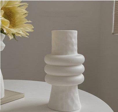 White Plain Embryo Creative Straight Ceramic Vase - Pacisia