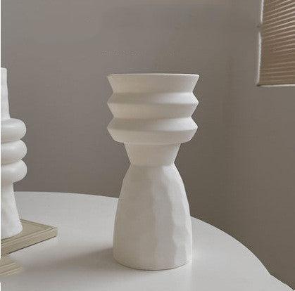 White Plain Embryo Creative Straight Ceramic Vase - Pacisia