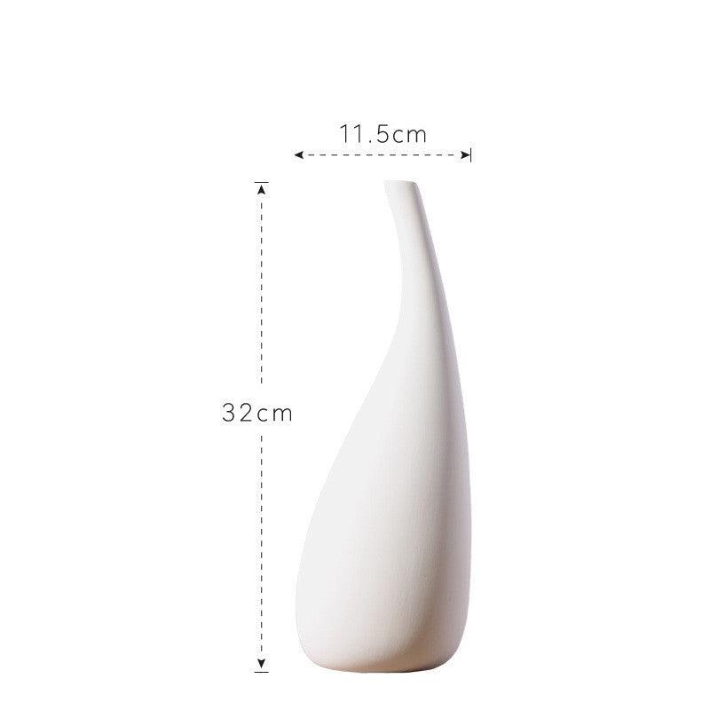 White Water Drop Vase Simple Modern Model Room Ceramic Dried Flower Flower Ornaments - Pacisia