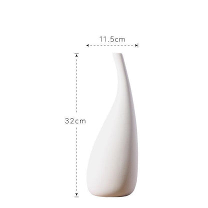 White Water Drop Vase Simple Modern Model Room Ceramic Dried Flower Flower Ornaments - Pacisia
