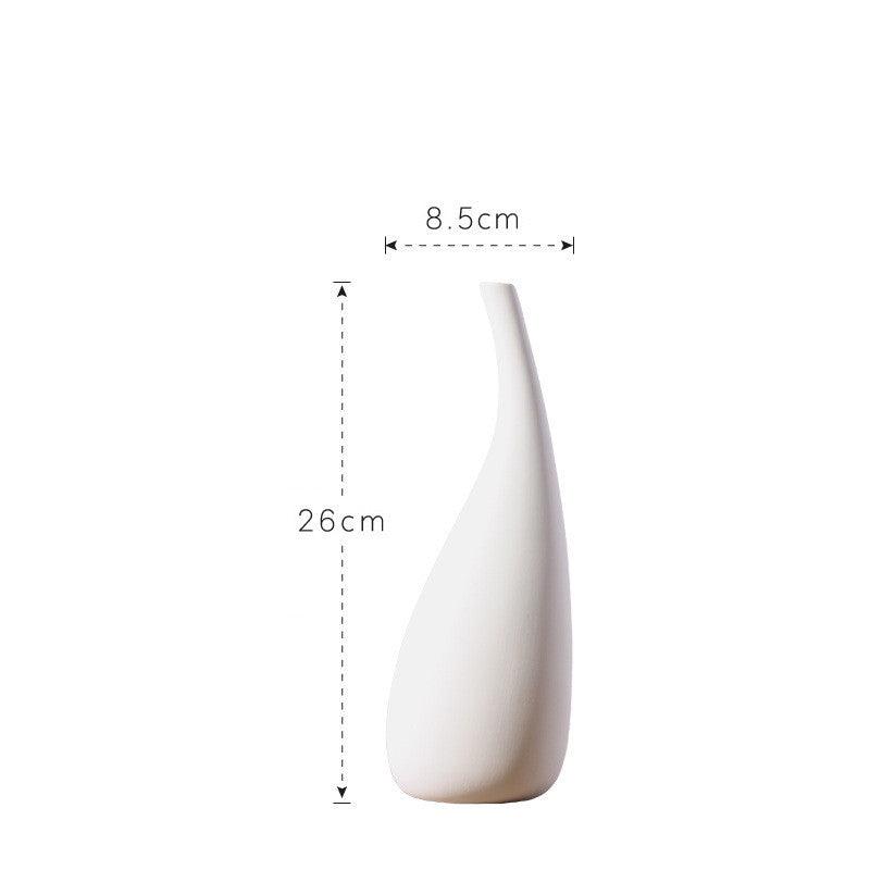 White Water Drop Vase Simple Modern Model Room Ceramic Dried Flower Flower Ornaments - Pacisia