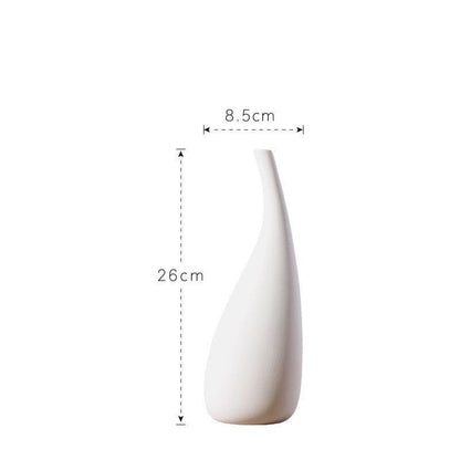 White Water Drop Vase Simple Modern Model Room Ceramic Dried Flower Flower Ornaments - Pacisia