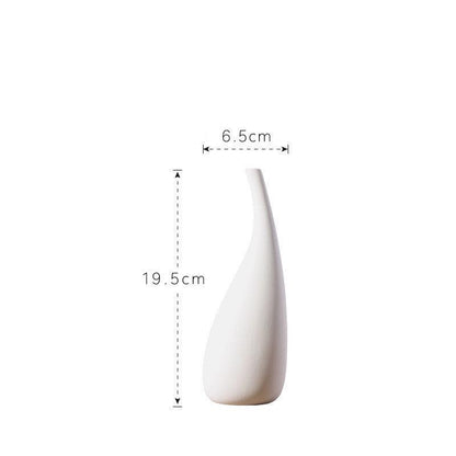 White Water Drop Vase Simple Modern Model Room Ceramic Dried Flower Flower Ornaments - Pacisia