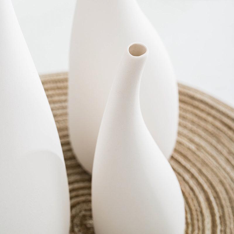 White Water Drop Vase Simple Modern Model Room Ceramic Dried Flower Flower Ornaments - Pacisia