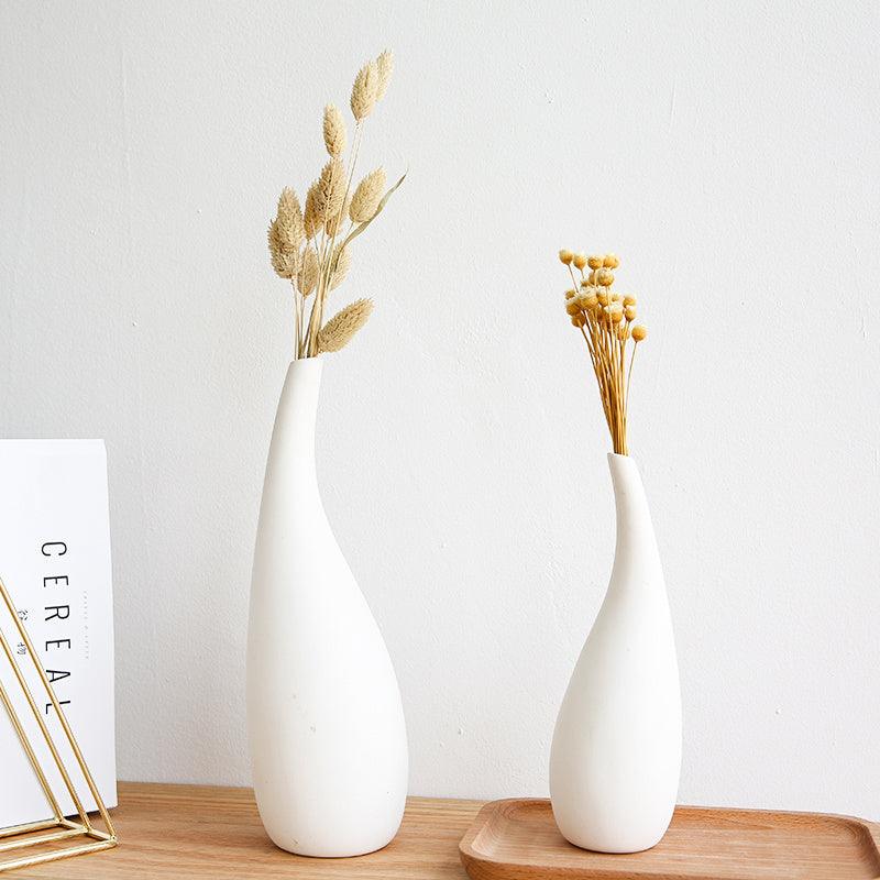 White Water Drop Vase Simple Modern Model Room Ceramic Dried Flower Flower Ornaments - Pacisia
