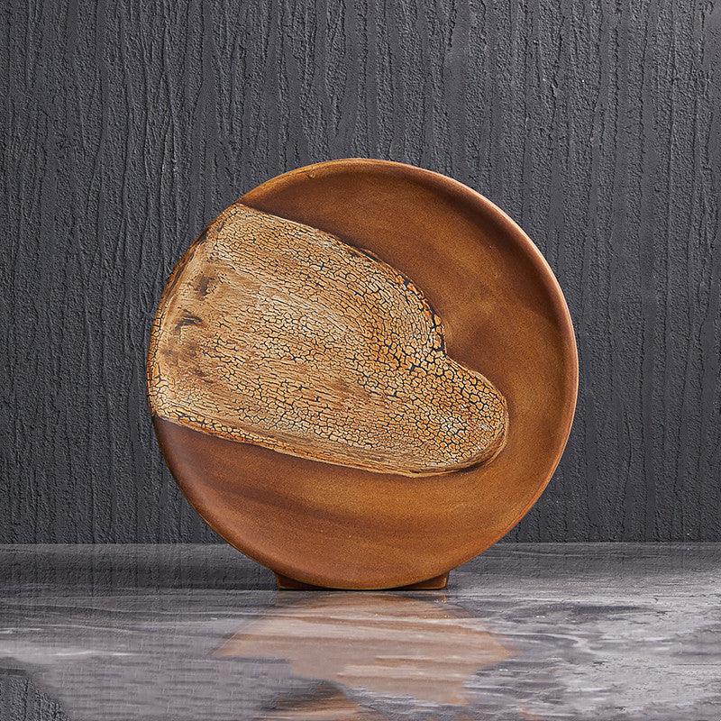 Wood Grain Ceramic Living Room Flat Vase Flower Arrangement Decoration - Pacisia