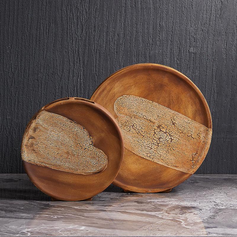 Wood Grain Ceramic Living Room Flat Vase Flower Arrangement Decoration - Pacisia